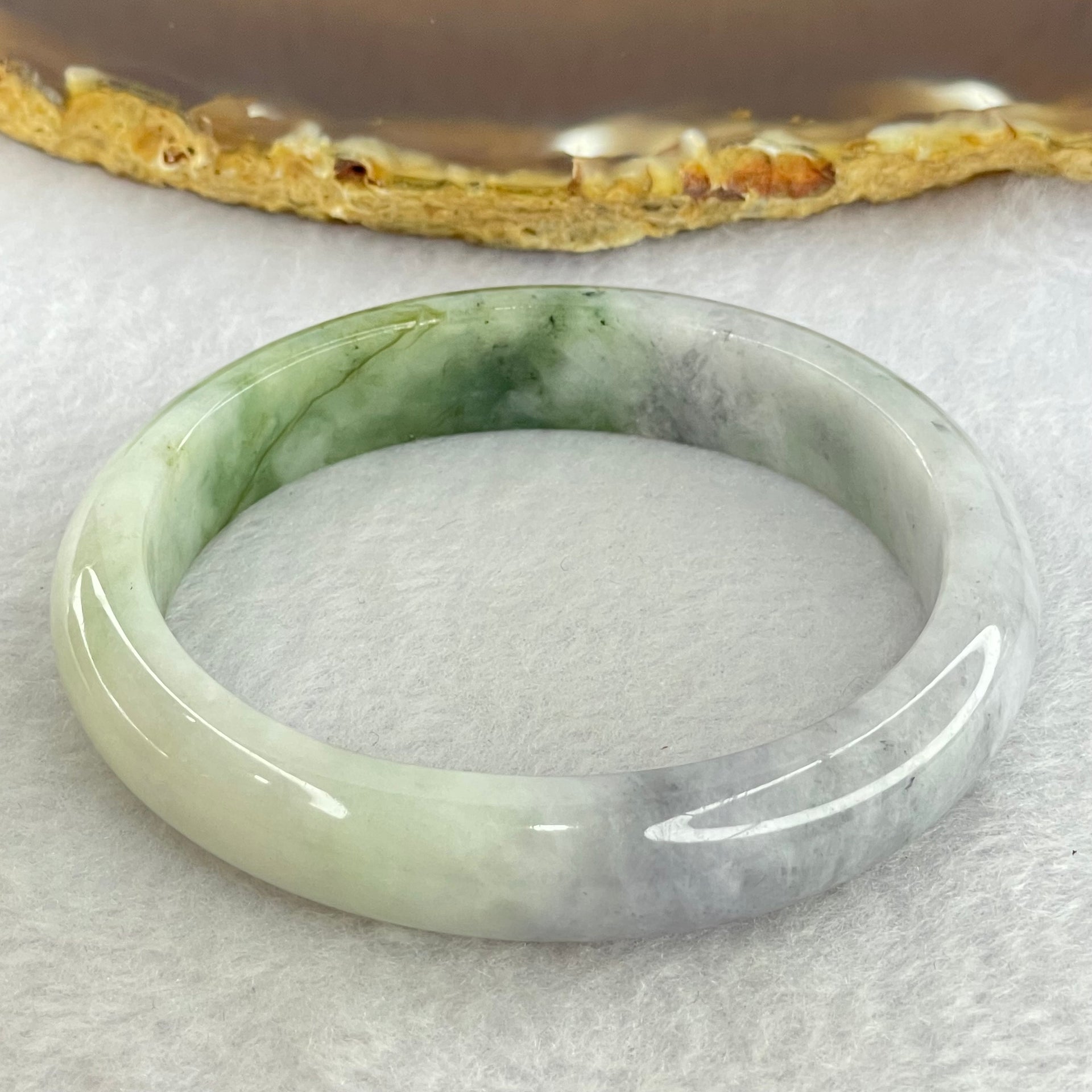 Type A Lavender with Green and Wuji Grey Piao Hua Jadeite Bangle Internal Diameter 55.5mm 41.59g 12.0 by 7.3mm (External Line) - Huangs Jadeite and Jewelry Pte Ltd