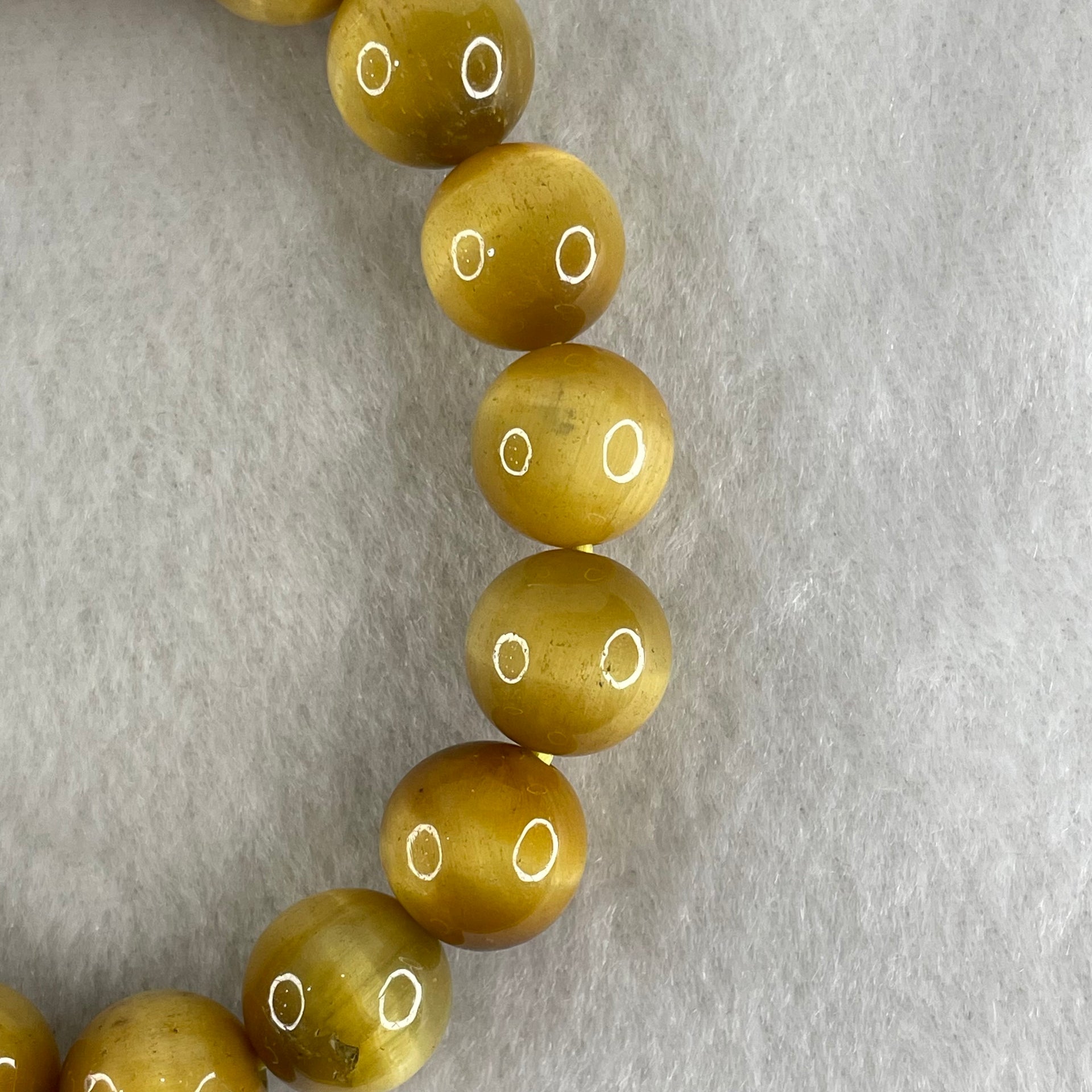 Good Grade Natural Yellow Tiger Eye Quartz Beads Bracelet 天然黄虎眼手链 40.47g 16cm 12.2mm 17 Beads - Huangs Jadeite and Jewelry Pte Ltd