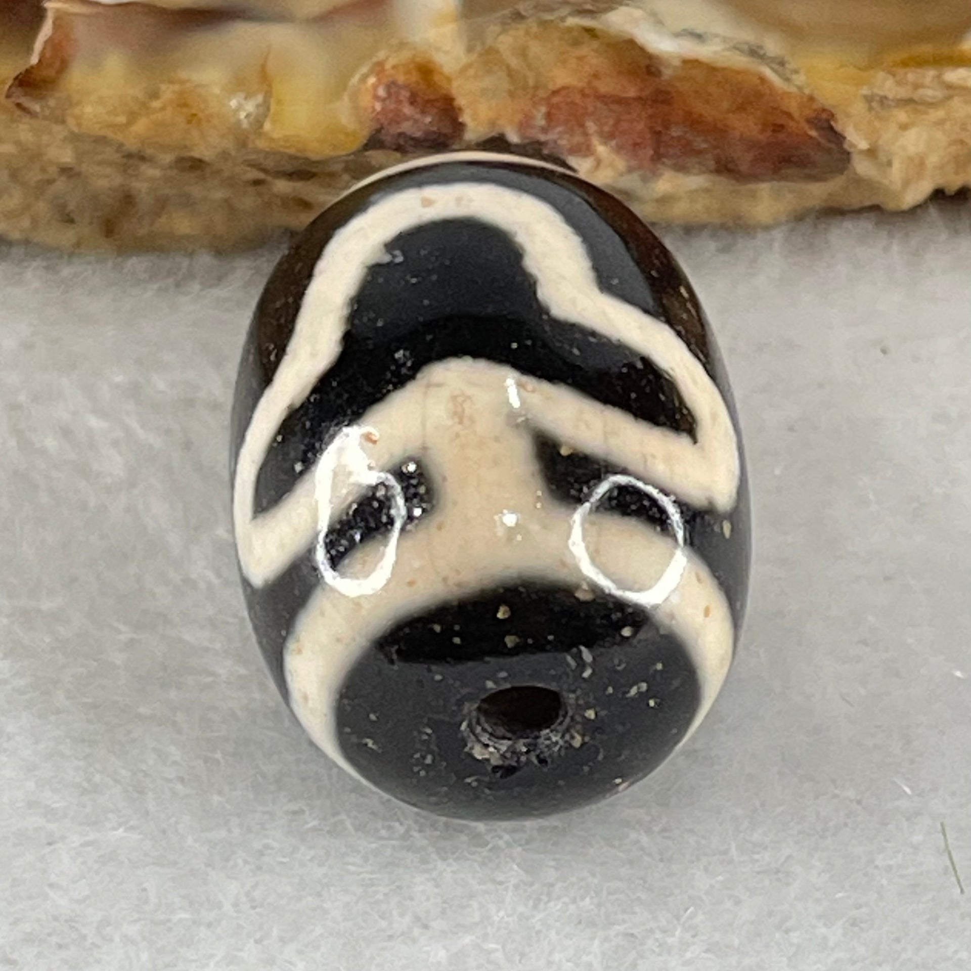 Natural Powerful Tibetan Old Oily Agate Double Bodhi Tree Dzi Bead Heavenly Master (Tian Zhu) 菩提树天珠 4.57g 17.9 by 13.1mm - Huangs Jadeite and Jewelry Pte Ltd