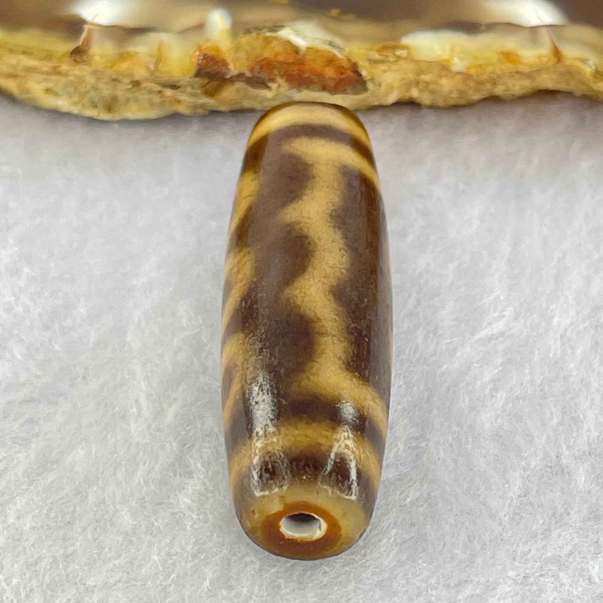Natural Powerful Tibetan Old Oily Agate 5 Eyes Dzi Bead Heavenly Master (Tian Zhu) 五眼天诛 8.69g 38.3 by 12.0mm - Huangs Jadeite and Jewelry Pte Ltd