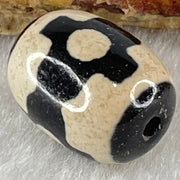 Natural Powerful Tibetan Old Oily Dark Brown With White Agate 3 Eyes Dzi Bead Heavenly Master (Tian Zhu) 三眼天诛 5.07g 17.9 by 13.5mm - Huangs Jadeite and Jewelry Pte Ltd
