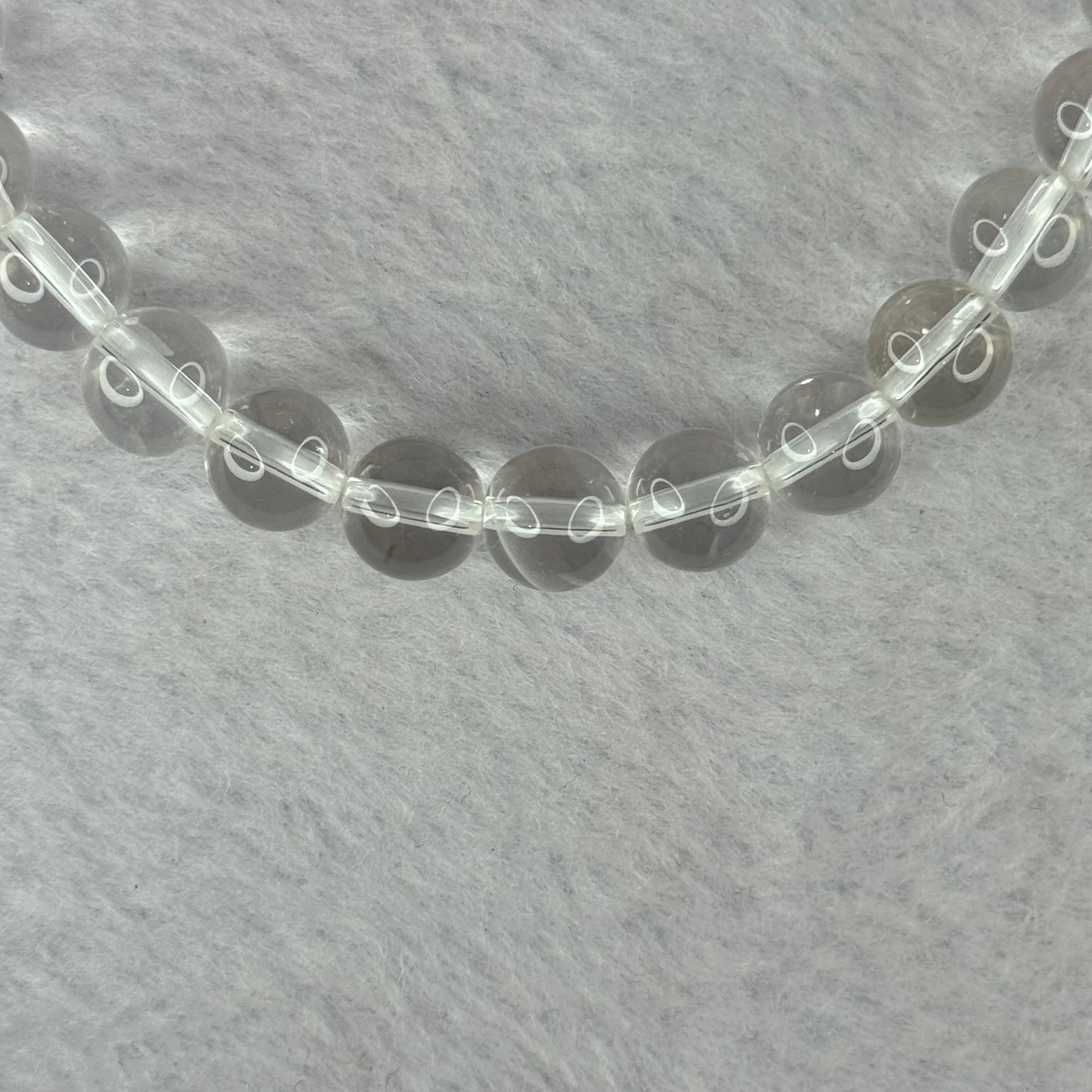 Natural Clear Quartz Bracelet 天然白水晶手链 18.71g 16.5cm 8.4mm 24 Beads - Huangs Jadeite and Jewelry Pte Ltd