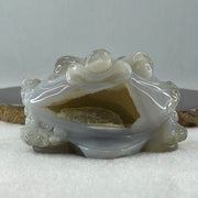 Natural White With Grey Wuji Agate 3 Legged Toast Display 275.5g 84.0 by 70.0 by 50.0mm - Huangs Jadeite and Jewelry Pte Ltd