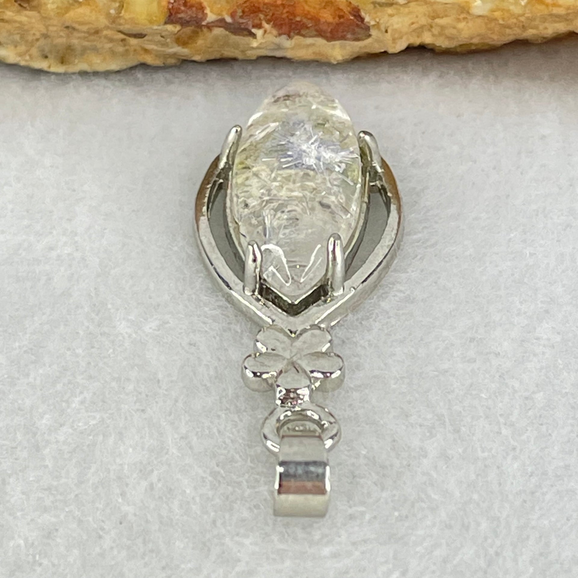 Good Grade Rare Natural Blue Dumortierite Rutilated Quartz in S925 Pendant 2.96g 18.2 by 8.2 by 3.5mm - Huangs Jadeite and Jewelry Pte Ltd