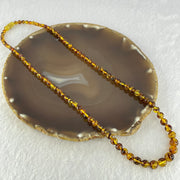 Natural Yellowish Brown Flower Amber Beads Necklace 天然金沙蜜花珀项链 10.18g 50cm 4.2 - 8.6 mm 95 Beads - Huangs Jadeite and Jewelry Pte Ltd