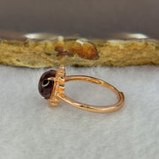 Good Grade Natural Auralite 23 in S925 Silver Rose Gold Color Ring (Adjustable Ring) 2.08g 8.0 by 4.0mm - Huangs Jadeite and Jewelry Pte Ltd