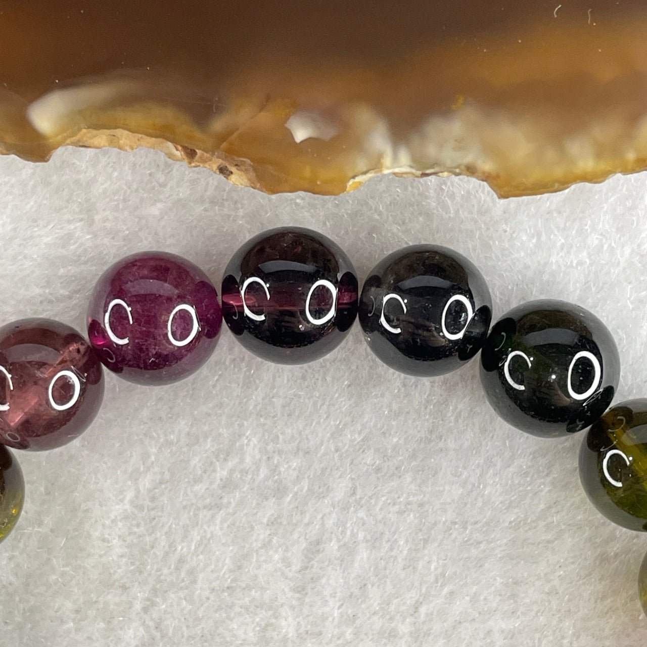 Certified Good Grade Natural Rainbow Tourmaline Beads Bracelet 25.602g 15.5cm 9.3mm 21Beads