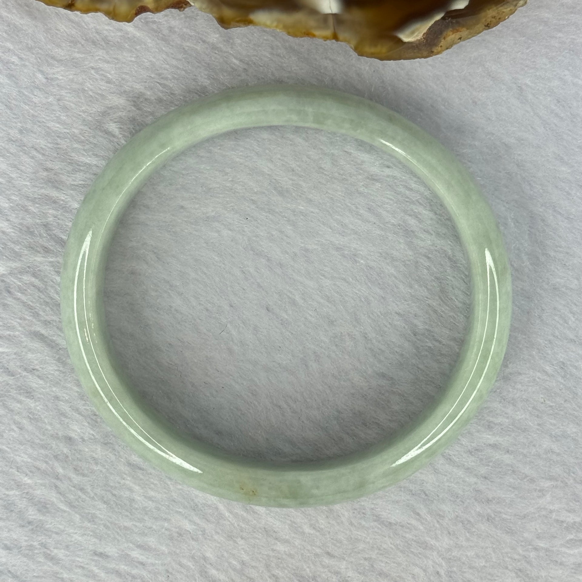 Type A Light Green Jadeite Oval Bangle 32.96g Internal Diameter 51.4mm 13.1 by 6.9mm (Very Slight External Rough) - Huangs Jadeite and Jewelry Pte Ltd