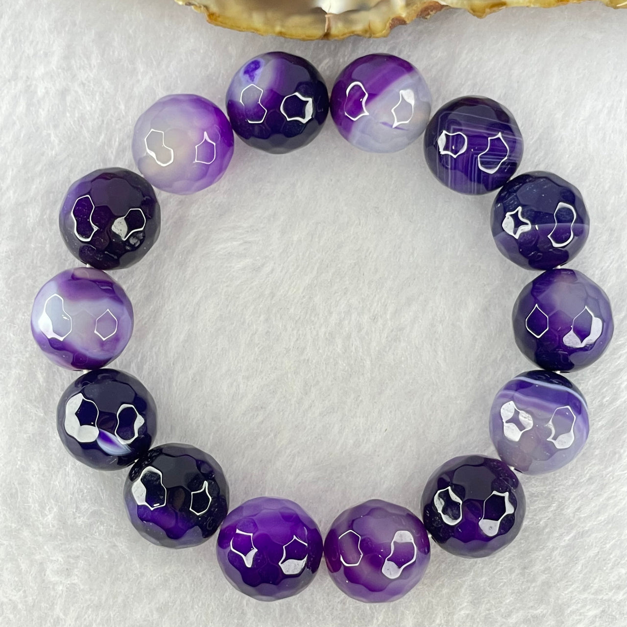 Dyed Agate Faceted Beads Bracelet 49.39g 17cm 13.8mm 14 Beads - Huangs Jadeite and Jewelry Pte Ltd