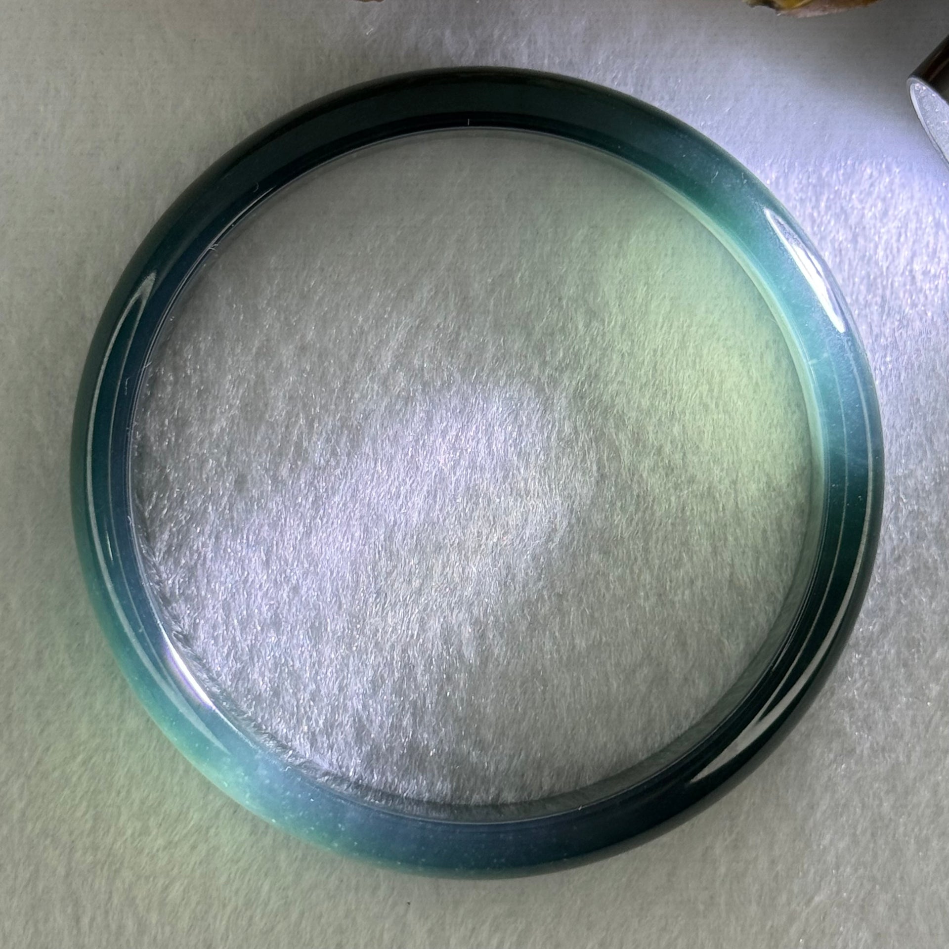 Good Grade Type A Icy Blueish Green Jadeite Bangle Internal Diameter 57.6mm 34.25g 10.7 by 6.8mm (Perfect) - Huangs Jadeite and Jewelry Pte Ltd