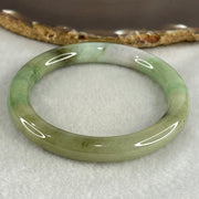 Type A Light Green with Green piao Hua Floral Jadeite Bangle 49.37g Inner Diameter 57.7mm 19.6 by 9.8mm (Very Slight Internal Lines) - Huangs Jadeite and Jewelry Pte Ltd