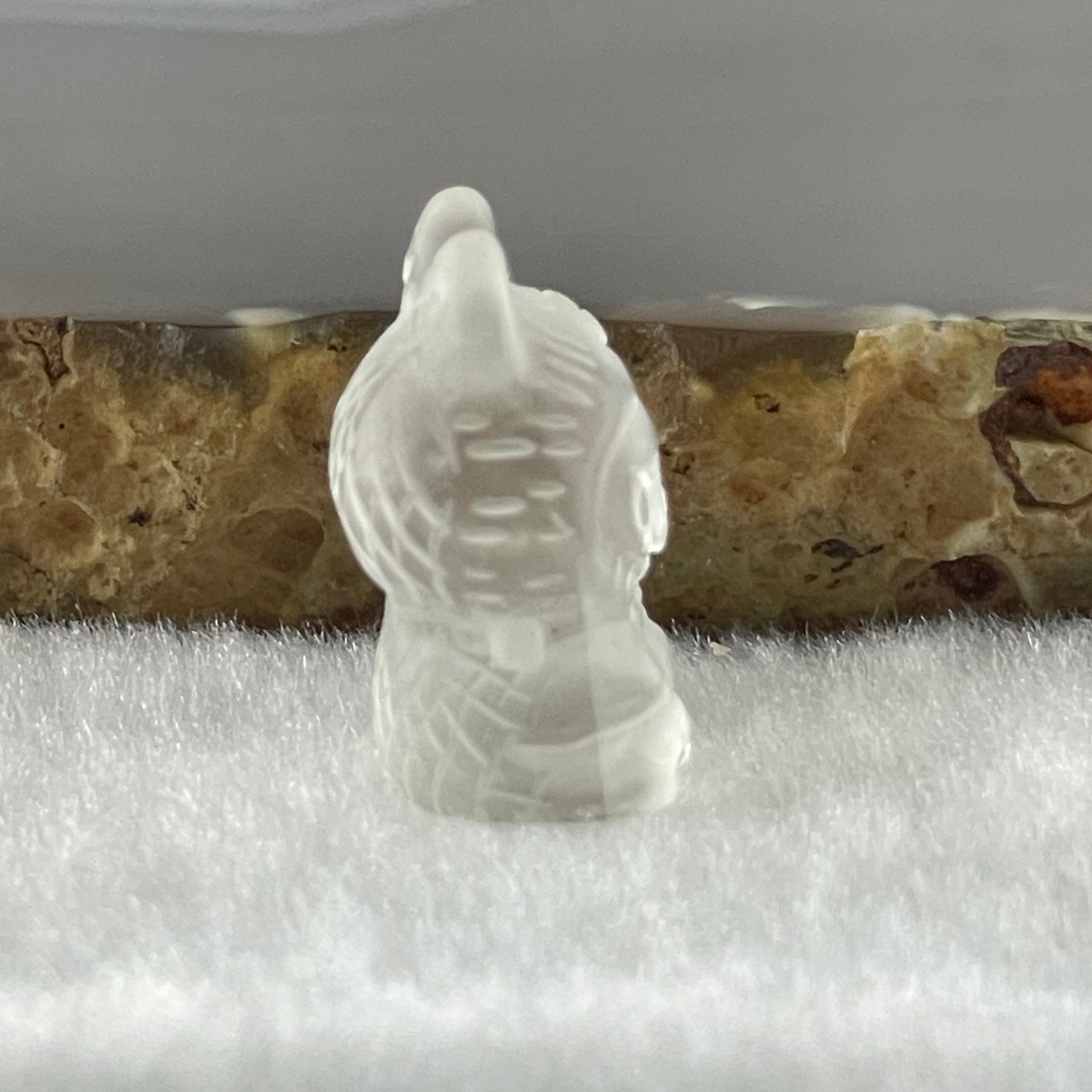 Natural Matt Clear Quartz Labubu Charm Display 3.15g 8.8 by 12.3 by 10.1mm - Huangs Jadeite and Jewelry Pte Ltd