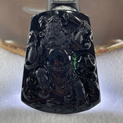 Type A Opaque to Partial Translucent Black Omphacite Jadeite Zhong Kui Pendant 37.41g 64.9 by 49.5 by 8.8mm - Huangs Jadeite and Jewelry Pte Ltd