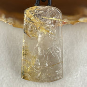 Good Grade Natural Golden Rutilated Quartz Guan Gong and Dragon Pendant with Onyx and Golden Rutilated Quartz Beads Necklace 18.61g 64cm 43.6 by 24.7 by 9.6mm - Huangs Jadeite and Jewelry Pte Ltd