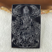 Type A Opaque to Partial Translucent Black Omphacite Jadeite Guan Yin with 5 Dragons Pendant 24.09g 60.5 by 39.6 by 7.8mm - Huangs Jadeite and Jewelry Pte Ltd