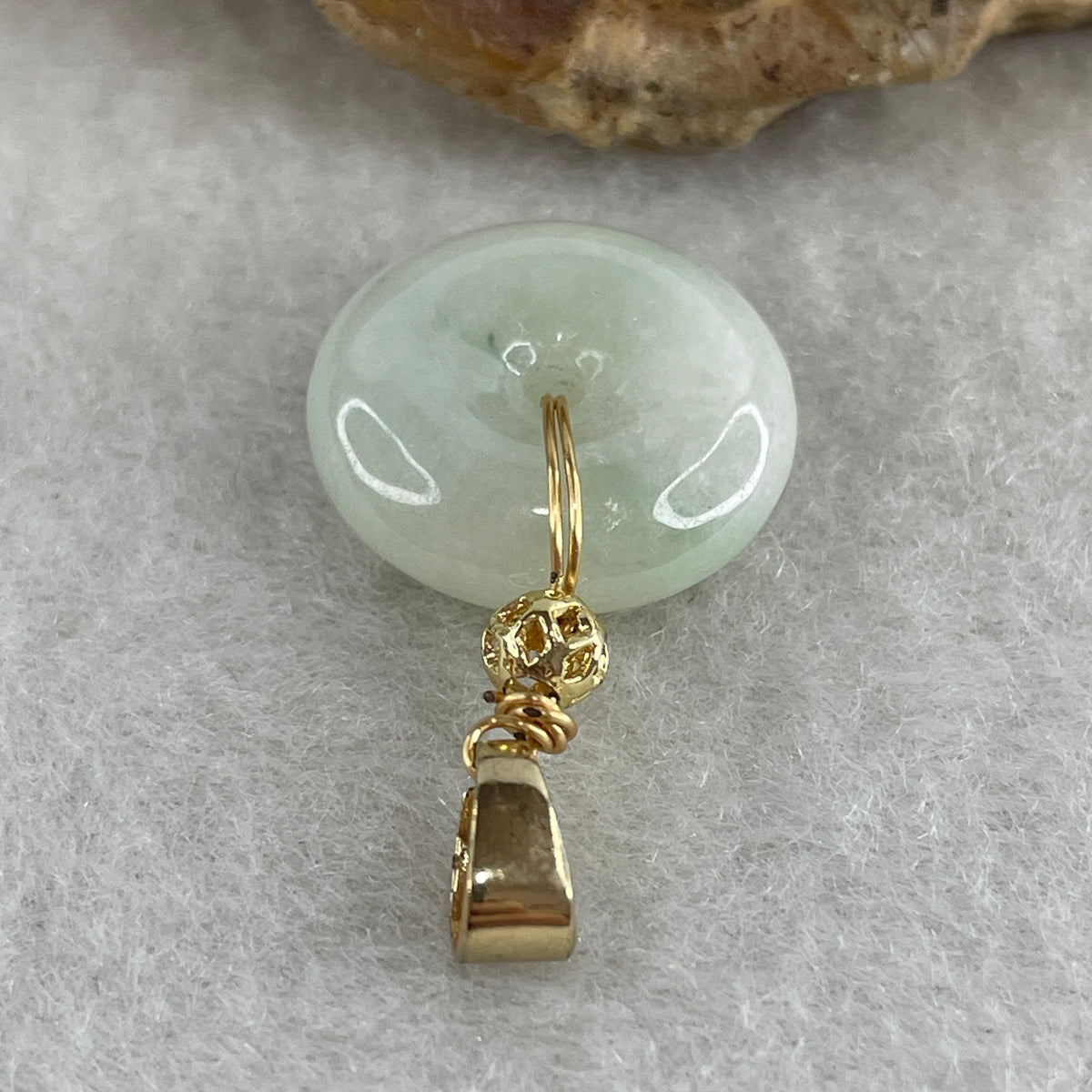Natural Type A Light Green Jadeite Ping An Kou Pendant | 16mm Plump Jade Peace Disc Talisman (3.12g | 16.0 x 5.4mm) - Huangs Jadeite and Jewelry Pte Ltd