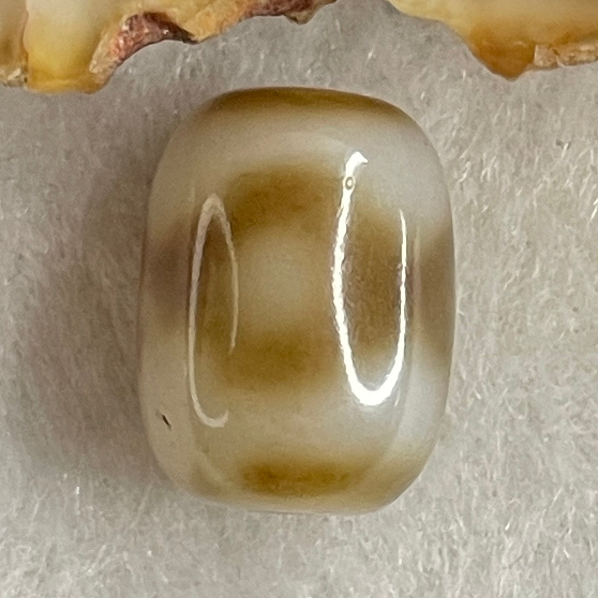 Natural Powerful Tibetan Old Oily Agate 3 Eyes Dzi Bead Heavenly Master (Tian Zhu) 三眼天诛 2.41g 13.8 by 10.5mm - Huangs Jadeite and Jewelry Pte Ltd