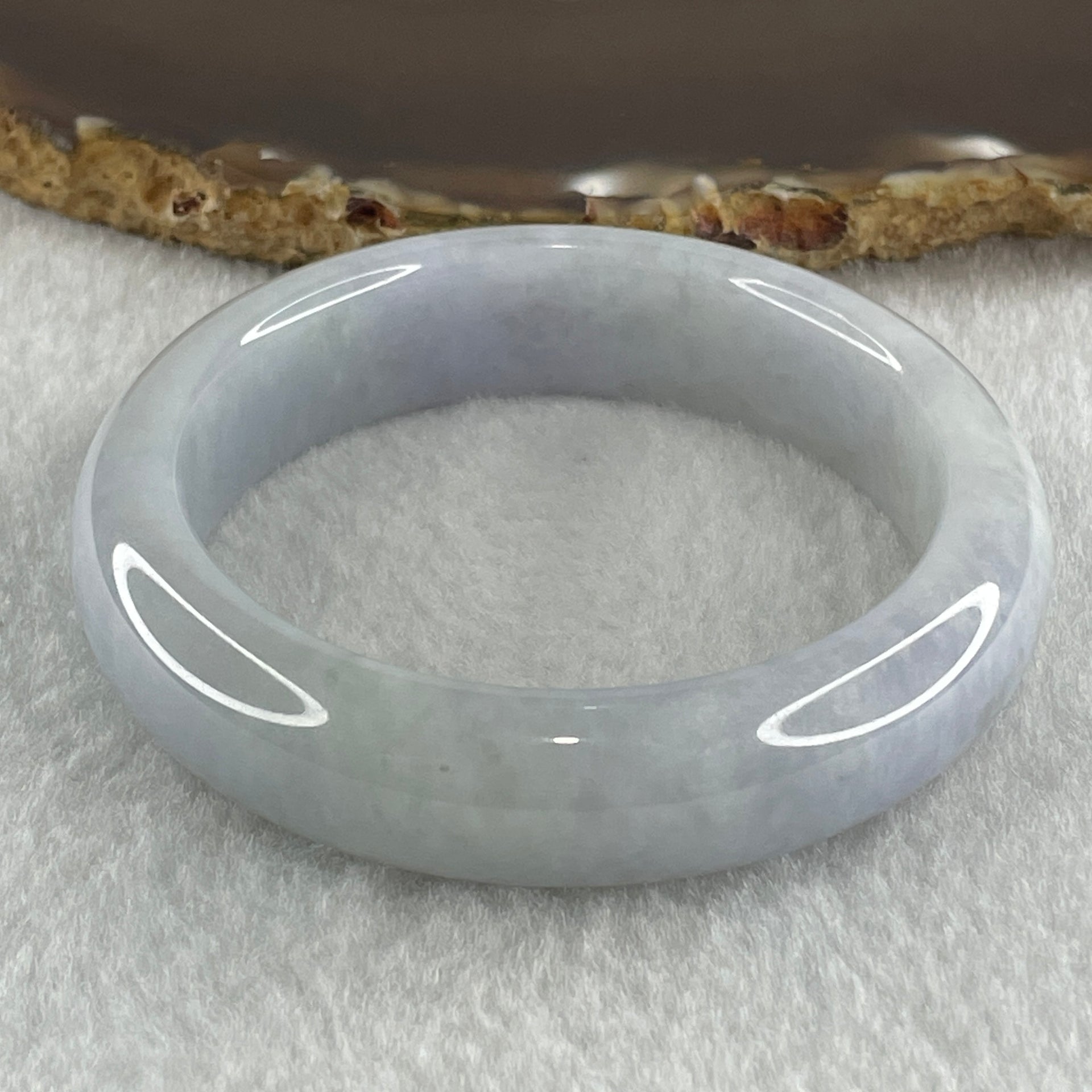 Type A Natural Light Lavender Light Green Jadeite Bangle 60.90g Inner Diameter 52.4mm 14.2 by 8.7mm (Close to Perfects) - Huangs Jadeite and Jewelry Pte Ltd