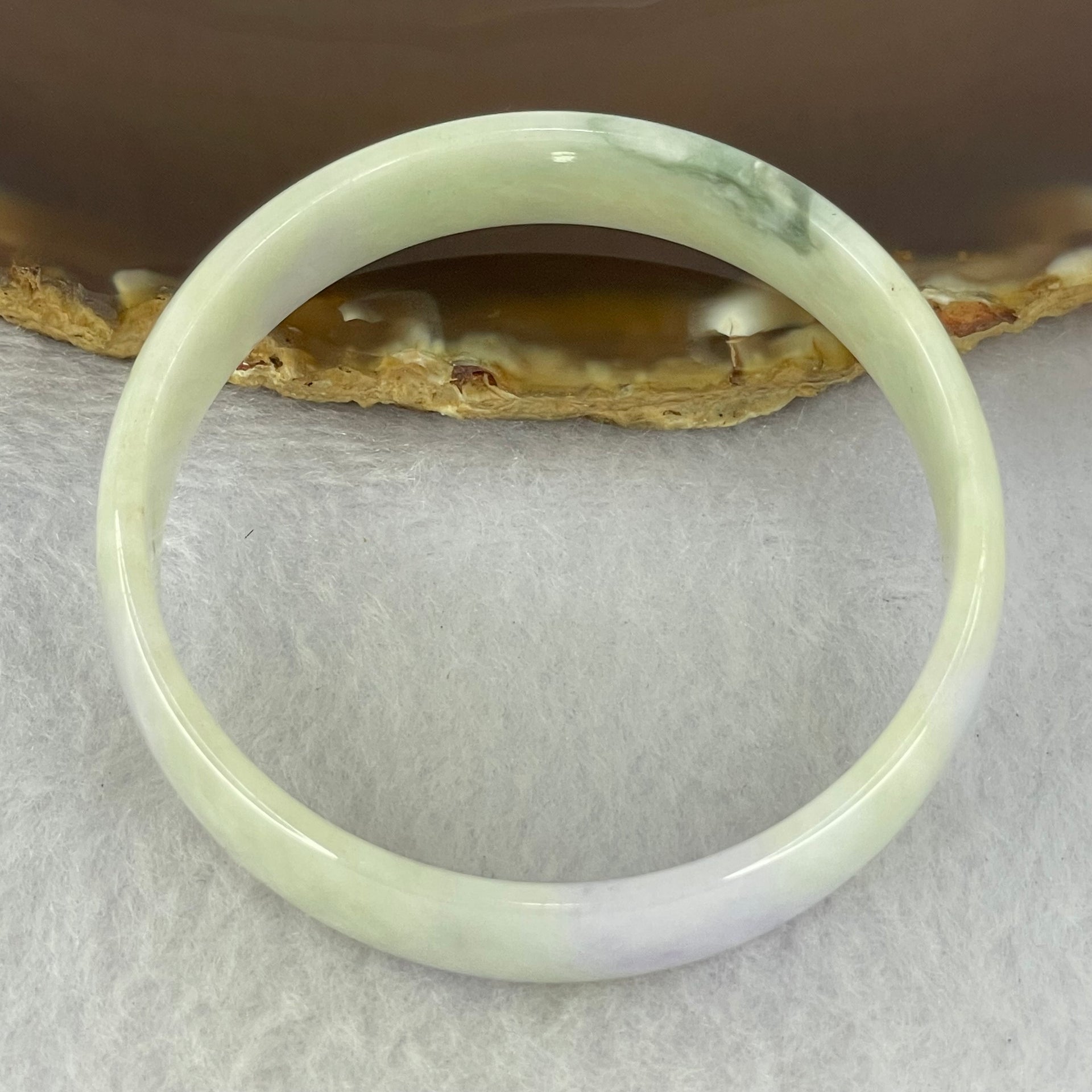 Type A Lavender and Green Jadeite Bangle Internal Diameter 52.0mm 24.79g 13.4 by 4.1mm (External Rough) - Huangs Jadeite and Jewelry Pte Ltd