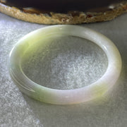 Natural Type A Light Green with Lavender Piao Hua Jadeite Flat Ding Dang Bangle 25.41g Inner Diameter 51.6mm 6.7 by 7.7mm (Slight Internal Line) - Huangs Jadeite and Jewelry Pte Ltd