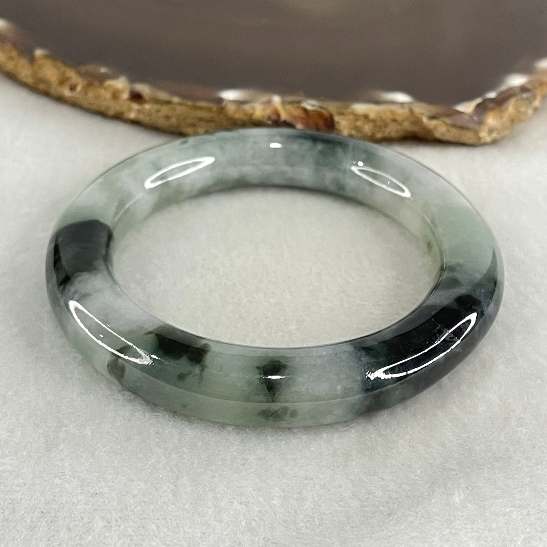 Type A Green Lavender with Dark Green Piao Hua Jadeite Bangle 44.77g Internal Diameter 52.1mm by 10.9 by 11.2mm (Slight Internal Lines) - Huangs Jadeite and Jewelry Pte Ltd