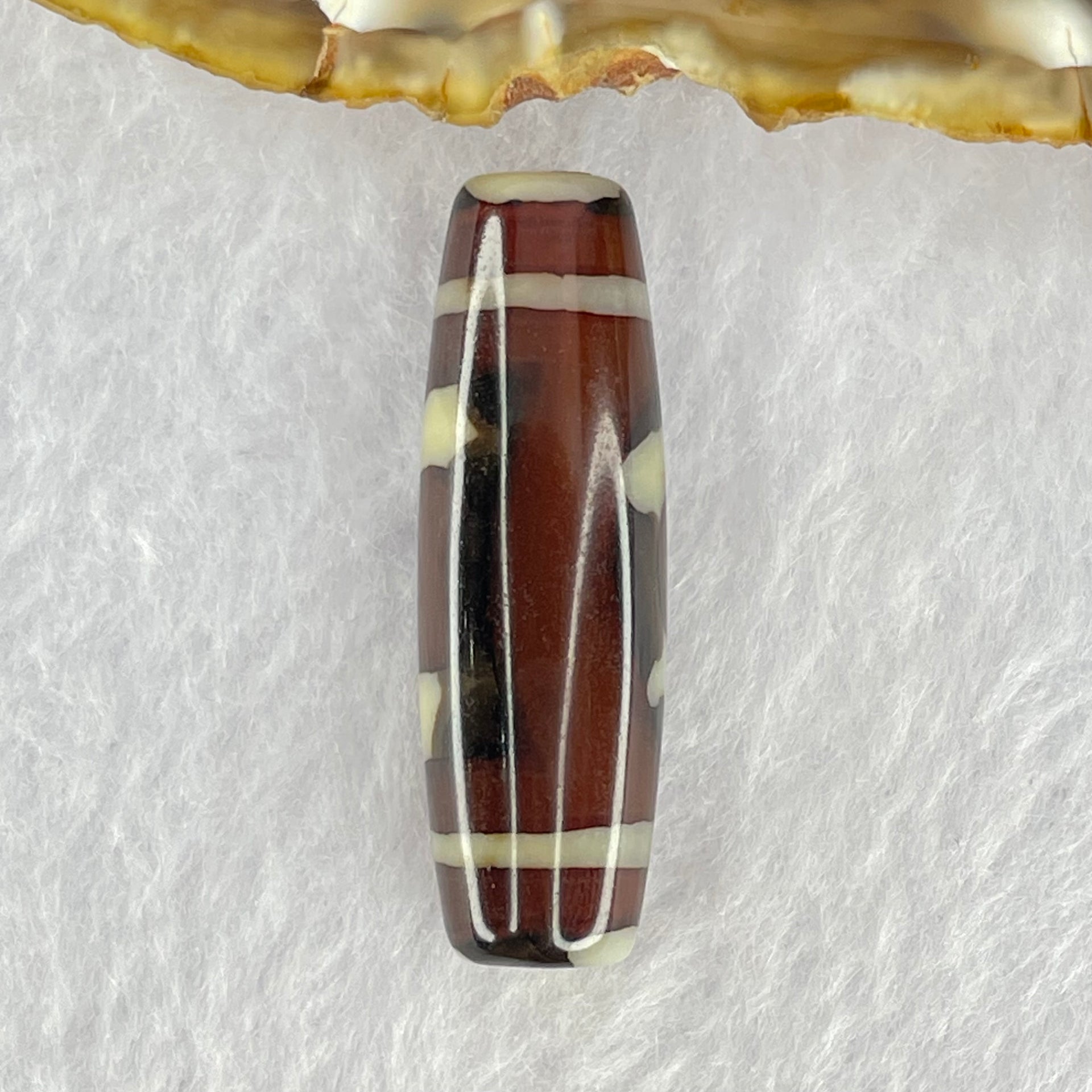Natural Powerful Tibetan Old Oily Agate Sky Door Serenity 1 Eye Dzi Bead Heavenly Master (Tian Zhu) 一眼天诛 8.59g 37.8 by 12.0mm - Huangs Jadeite and Jewelry Pte Ltd
