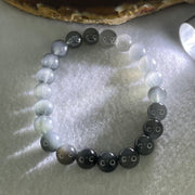 Good Grade Natural  Grey Rabbit Hair Rutilated Quartz Beads Bracelet 23.51g 16.5cm 9.4mm 22 Beads - Huangs Jadeite and Jewelry Pte Ltd