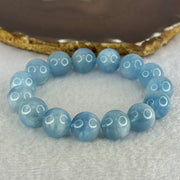 Natural Aquamarine Beads Bracelet 60.65g 18.5cm 14.5mm 15 Beads - Huangs Jadeite and Jewelry Pte Ltd