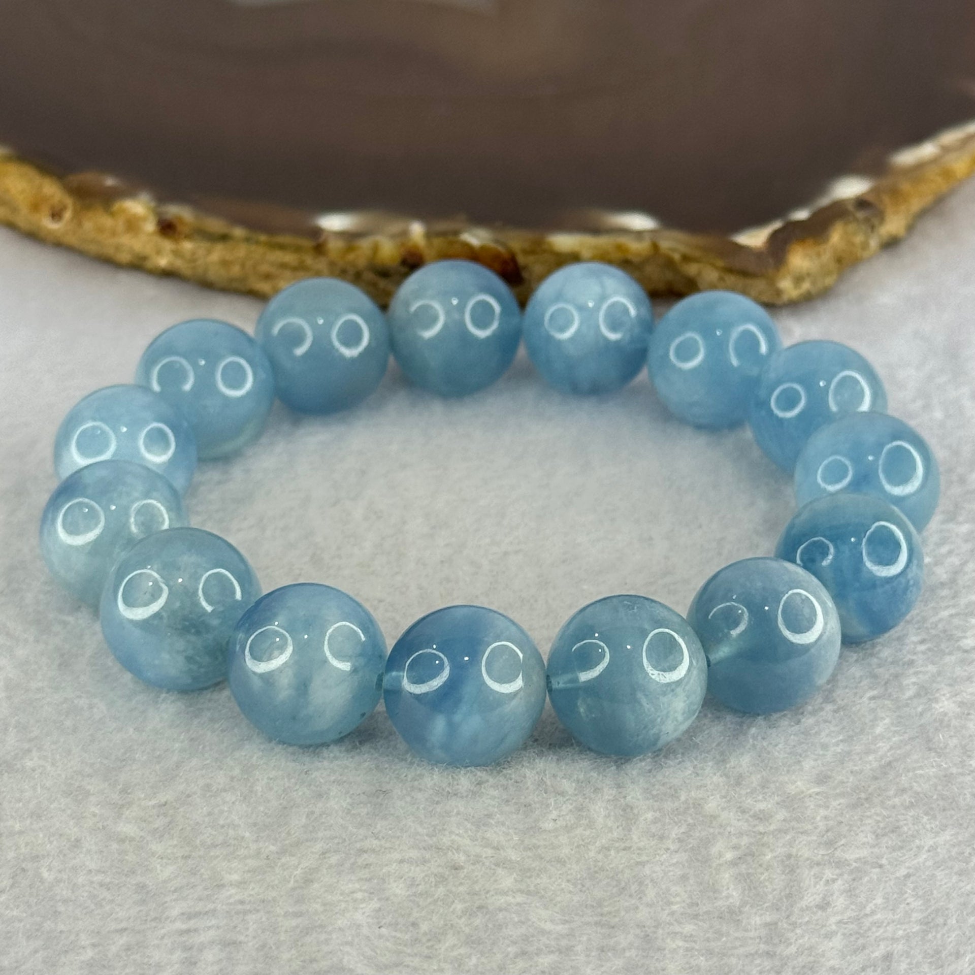 Natural Aquamarine Beads Bracelet 60.65g 18.5cm 14.5mm 15 Beads - Huangs Jadeite and Jewelry Pte Ltd
