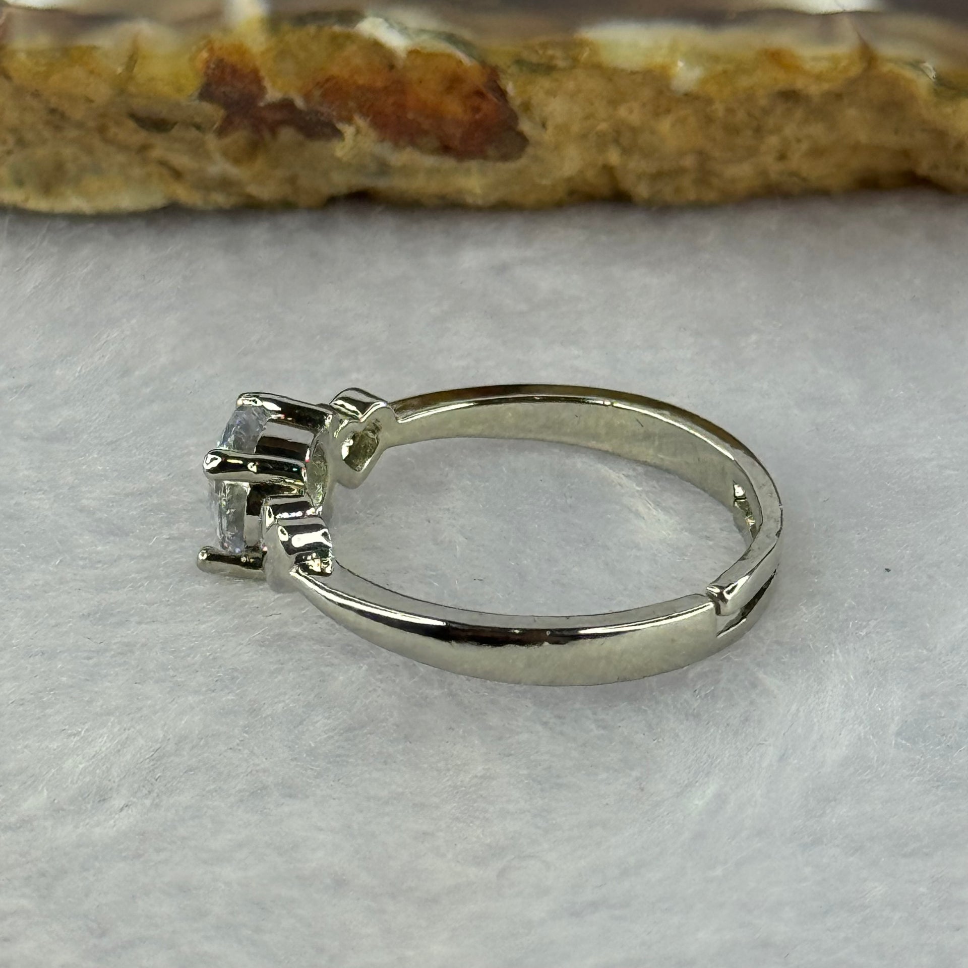 Cubic Zirconia in Sliver Ring (Adjustable Size) 1.99g 5.6 by 3.5mm - Huangs Jadeite and Jewelry Pte Ltd