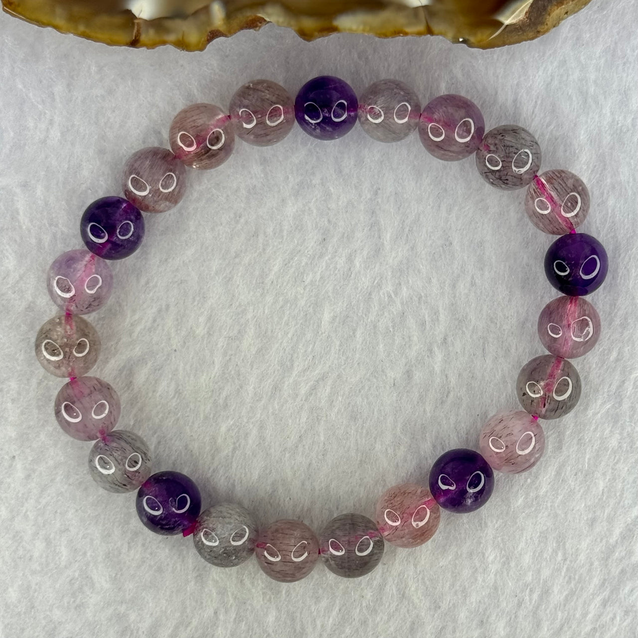 Natural Super 7 Beads Bracelet 17.72g 15.5cm 8.4mm 23 Beads - Huangs Jadeite and Jewelry Pte Ltd