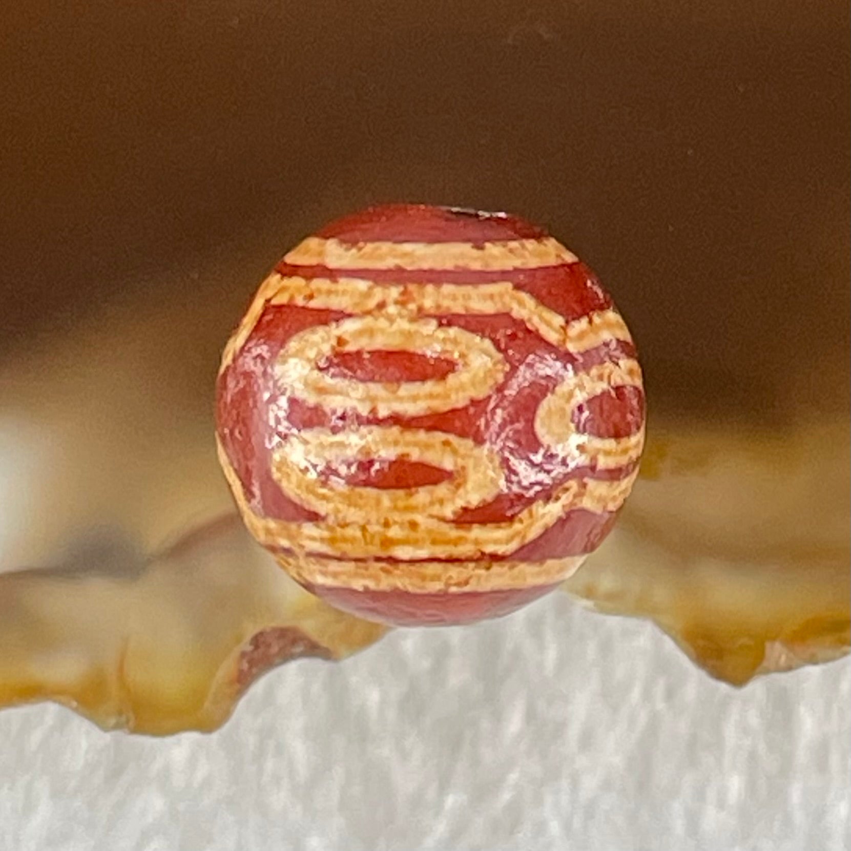 Natural Powerful Tibetan Old Oily Agate 7 Eyes Dzi Bead Heavenly Master (Tian Zhu) 七眼天诛 1.36g 10.0 by 10.2mm - Huangs Jadeite and Jewelry Pte Ltd