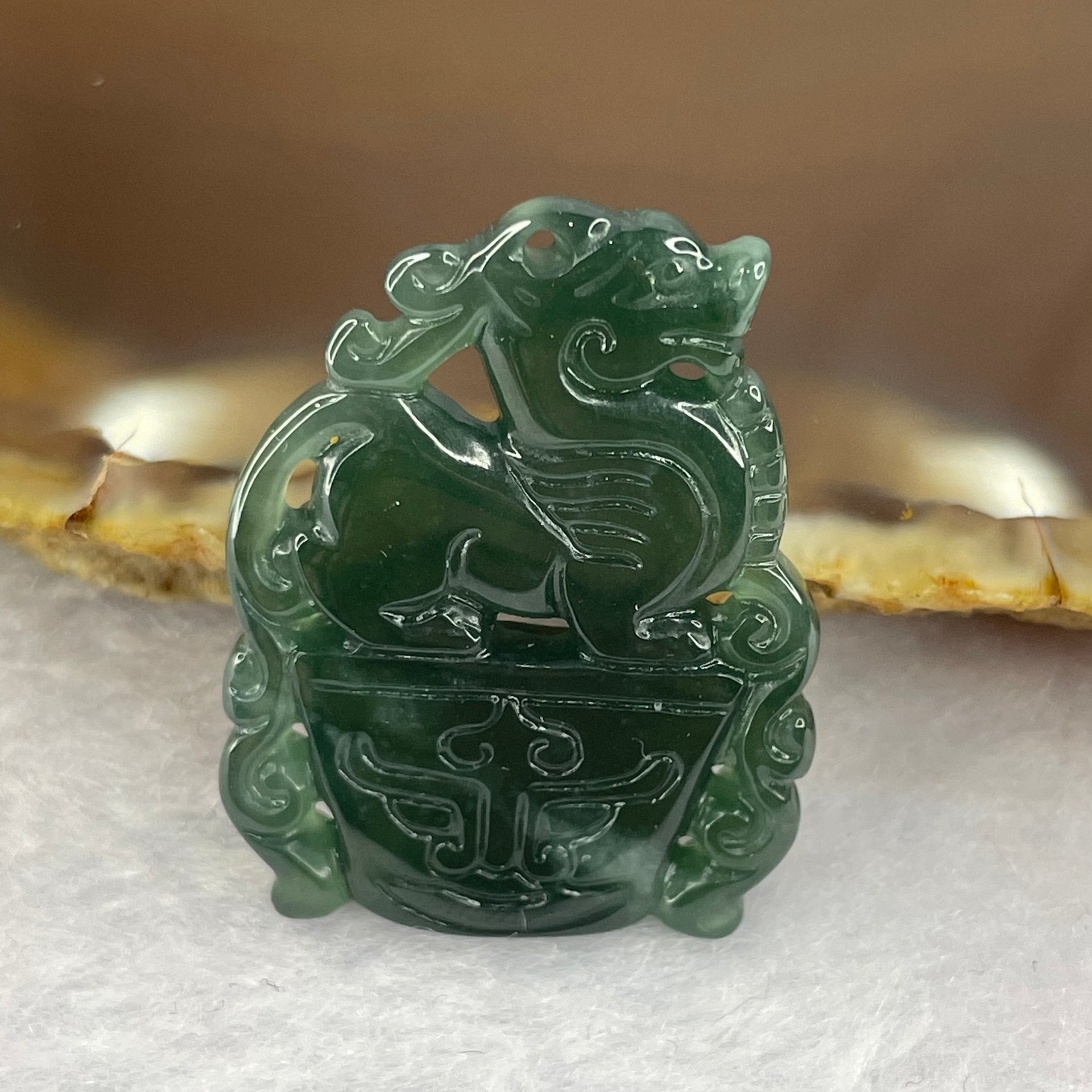 Type A Semi Icy Blueish Green Jadeite Pixiu 28.7 by 22.2 by 3.9 mm 5.22g - Huangs Jadeite and Jewelry Pte Ltd
