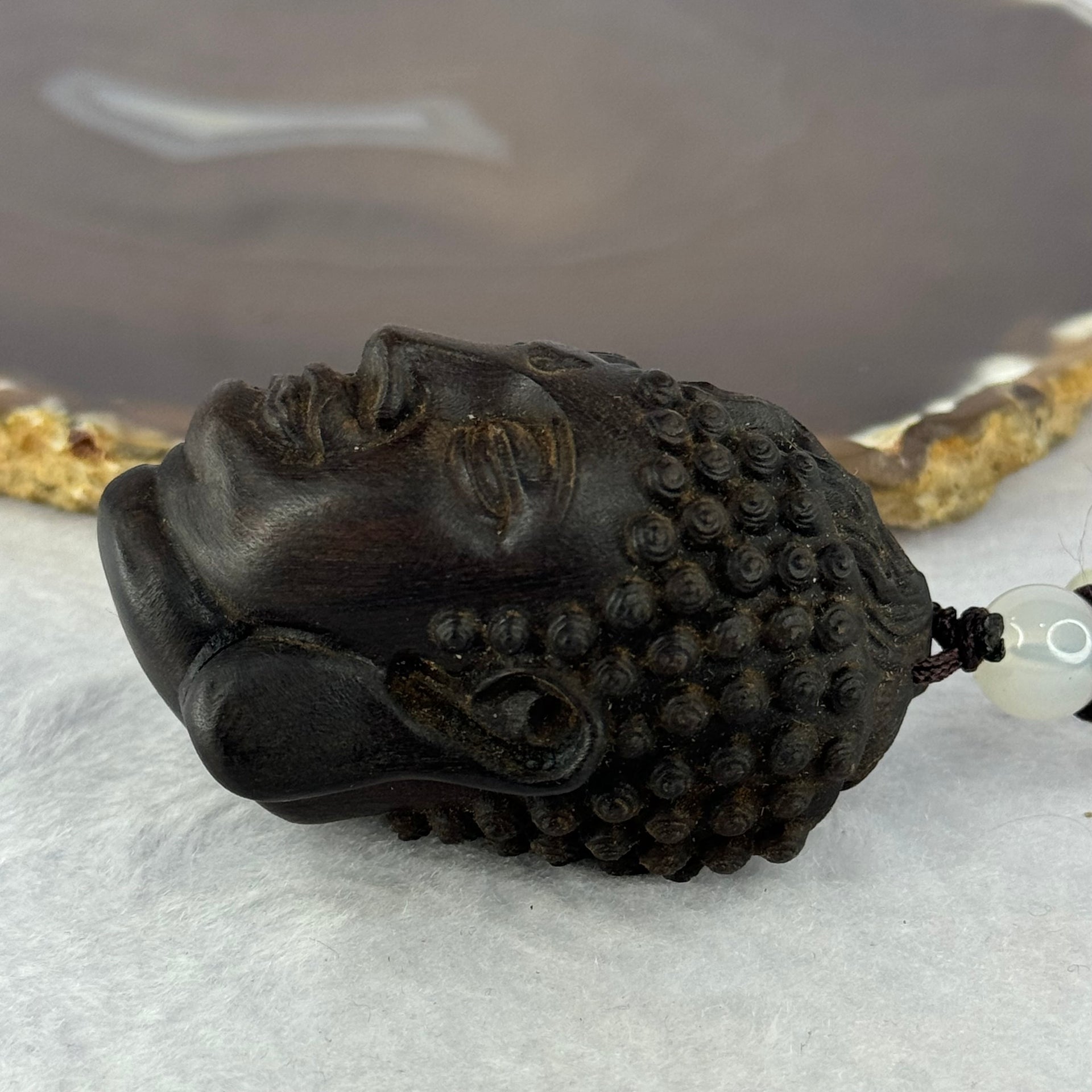 Natural Agarwood Good vs Evil Head Wooden Handplay 40.58g 58.0 by 36.5 by 36.5mm - Huangs Jadeite and Jewelry Pte Ltd