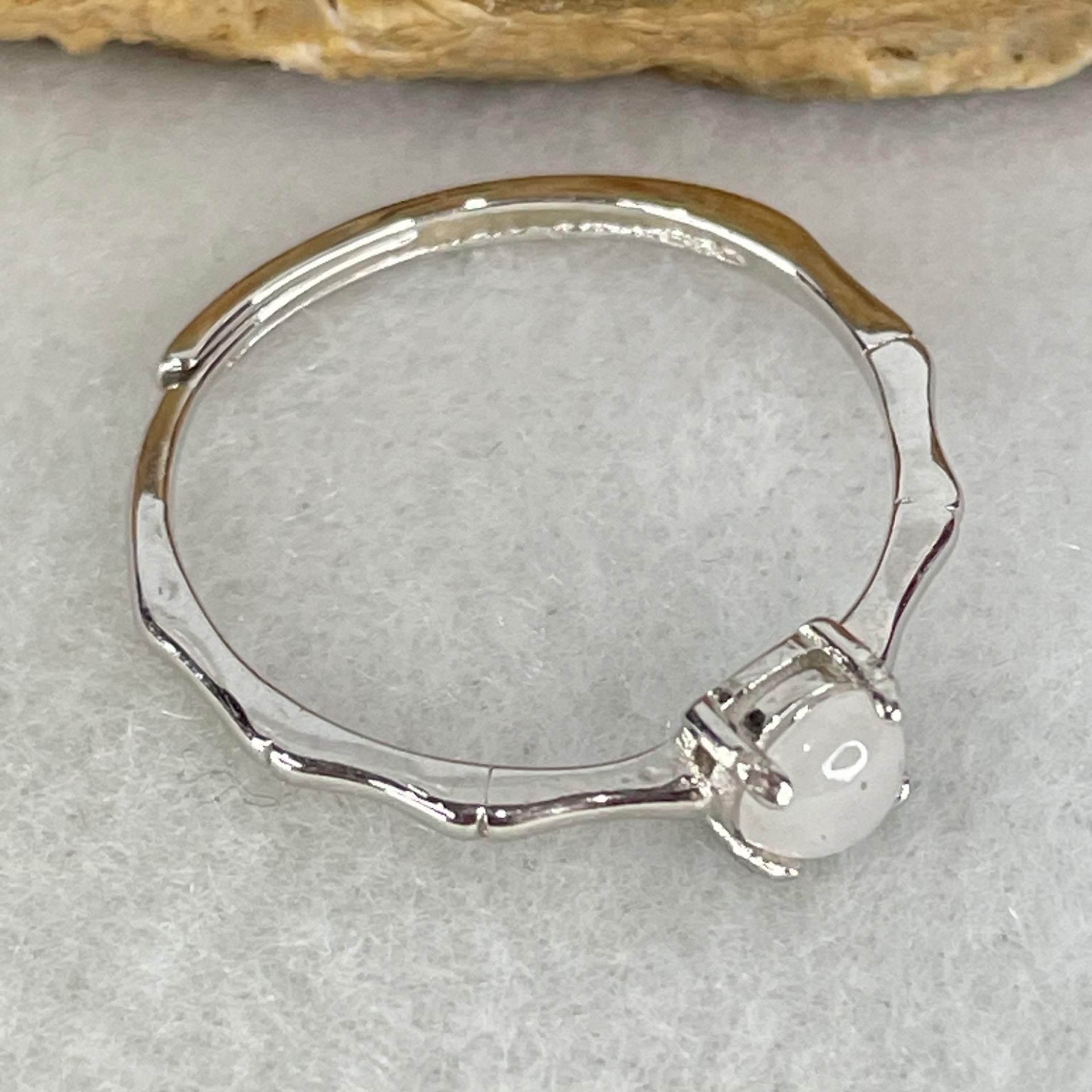 Type A Semi Icy Lavender Cabochon Jadeite in S925 Sliver Ring (Adjustable Size) 1.07g 4.5 by 2.5mm - Huangs Jadeite and Jewelry Pte Ltd