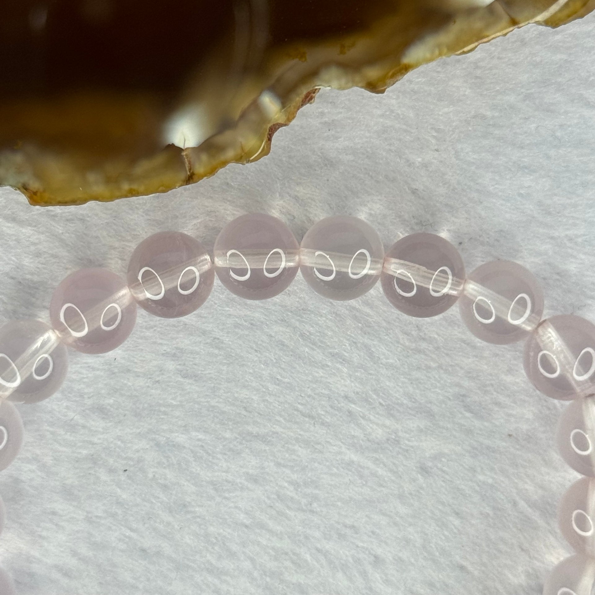 Natural Rose Quartz Beads Bracelet 天然玫瑰石英珠手链 22.49g 17cm 9.1mm 22 Beads - Huangs Jadeite and Jewelry Pte Ltd