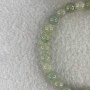 Natural Type A Semi Icy Light Green Jadeite Beads Bracelet | (16.95g | 16.5cm | 7.0mm x 27 Beads | Heart Chakra Radiance, "Ping An" Smooth Luck & Feng Shui Prosperity Catalyst) - Huangs Jadeite and Jewelry Pte Ltd