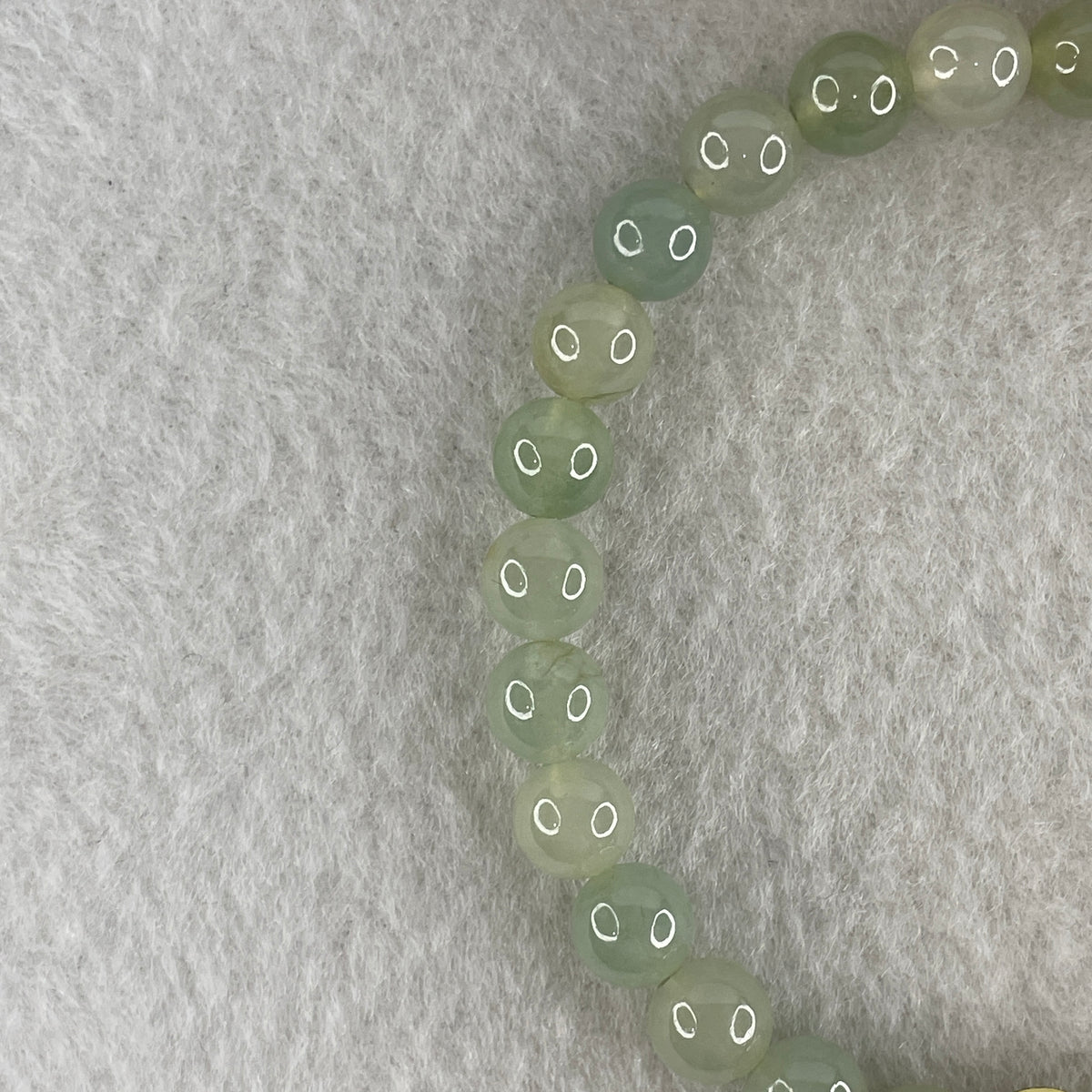 Natural Type A Semi Icy Light Green Jadeite Beads Bracelet | (16.95g | 16.5cm | 7.0mm x 27 Beads | Heart Chakra Radiance, "Ping An" Smooth Luck & Feng Shui Prosperity Catalyst) - Huangs Jadeite and Jewelry Pte Ltd