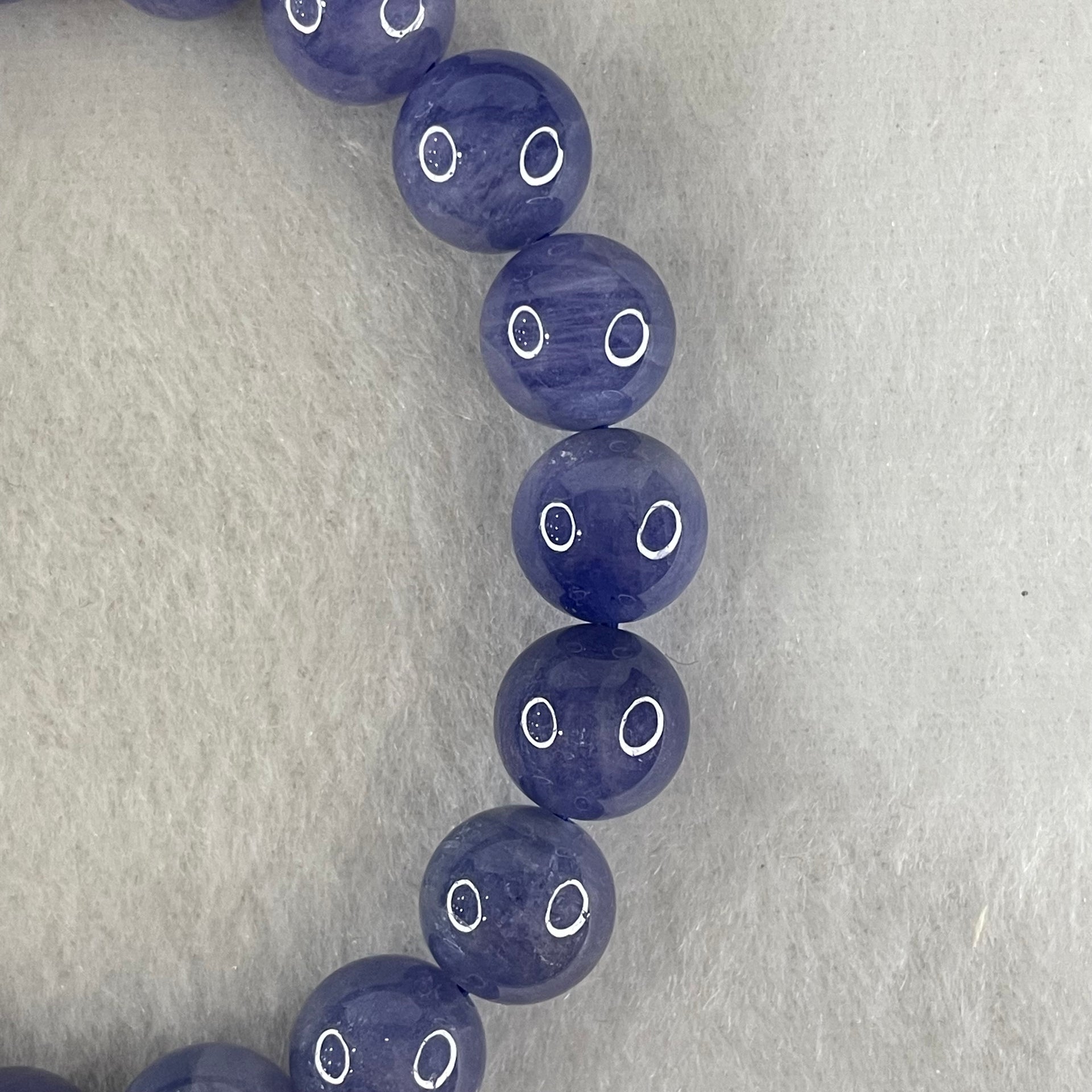 Above Average Grade Natural Blue Tanzanite Beads Bracelet 34.61g 15.5cm 10.2mm 19 Beads - Huangs Jadeite and Jewelry Pte Ltd