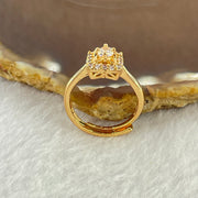 Colourless Cubic Zirconia with Crystals In AU750 Plated In Gold Color Sliver Ring (Adjustable Size) 2.56g 3.6 by 3.6 by 2.0mm - Huangs Jadeite and Jewelry Pte Ltd