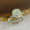 Type A Icy Light Green Jadeite 8.5 by 7.5 by 3.0mm in 925 Silver Ring 2.69g Adjustable Size - Huangs Jadeite and Jewelry Pte Ltd