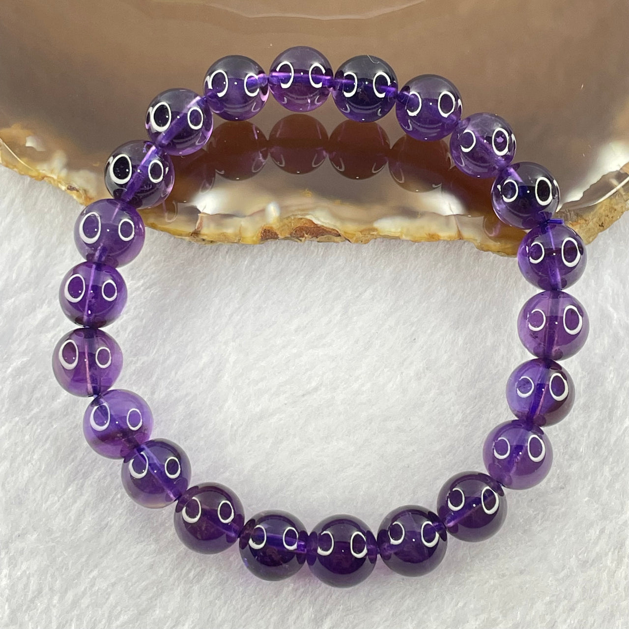 Good Grade Natural Amethyst Bracelet 23.02g 16.5cm 9.1mm 22 Beads - Huangs Jadeite and Jewelry Pte Ltd