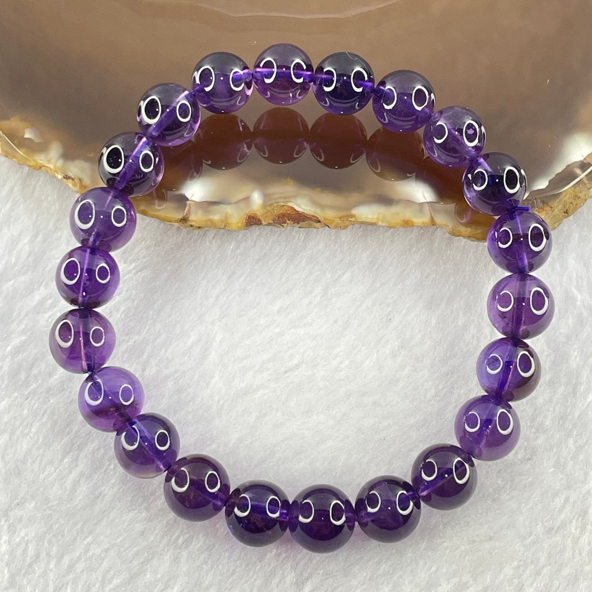 Good Grade Natural Amethyst Bracelet 23.02g 16.5cm 9.1mm 22 Beads - Huangs Jadeite and Jewelry Pte Ltd