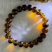 Natural Dark Brownish Yellow Flower Amber Beads Bracelet 天然顺琥珀手链 12.50g 17cm 10.7mm 23 Beads - Huangs Jadeite and Jewelry Pte Ltd