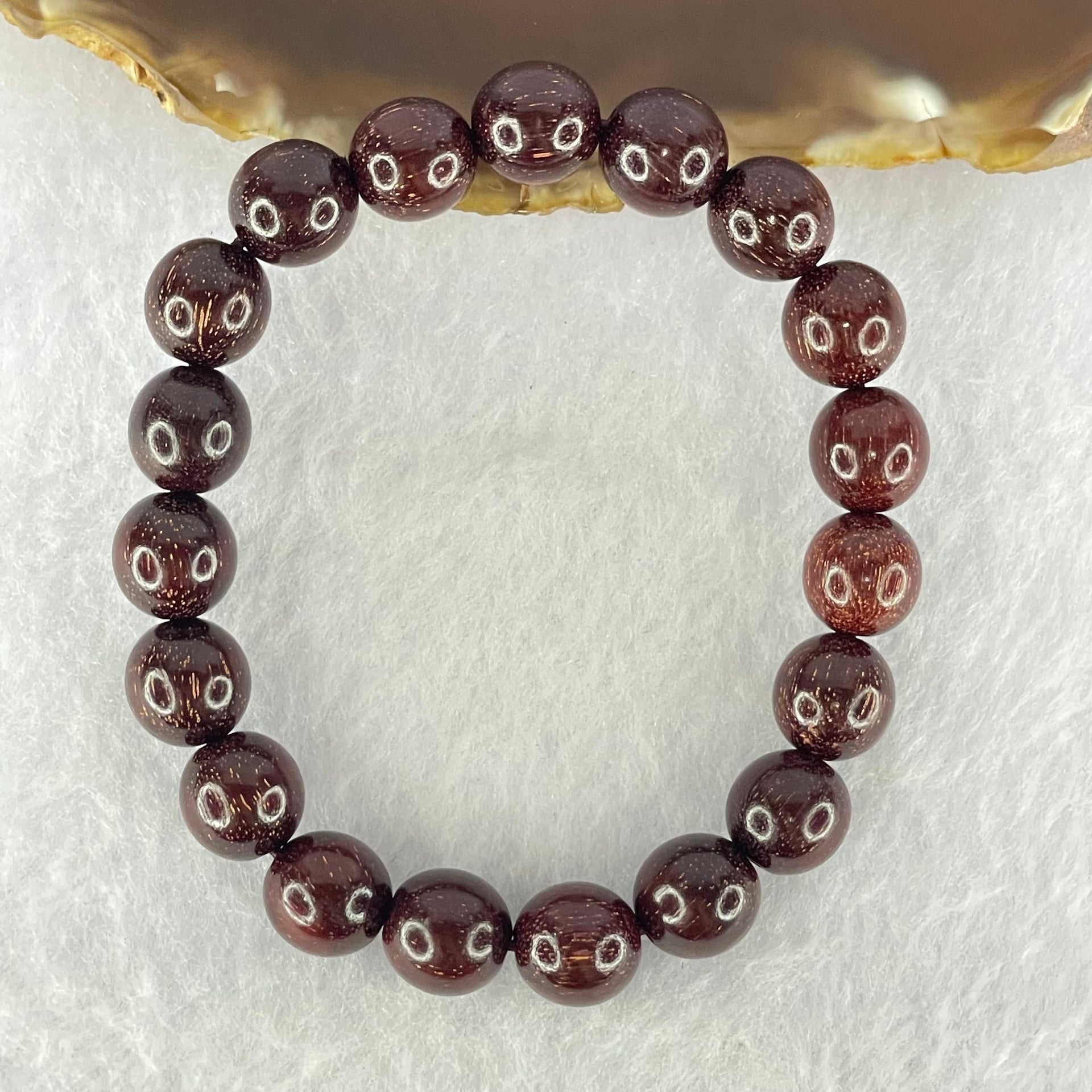 Natural Blood Rosewood Beads Bracelet 天然血檀手链 9.97g 17cm 10.4mm 19 Beads - Huangs Jadeite and Jewelry Pte Ltd