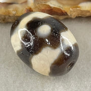 Natural Powerful Tibetan Old Oily Agate 3 Eyes Dzi Bead Heavenly Master (Tian Zhu) 三眼天诛 7.39g 20.4 by 15.9mm - Huangs Jadeite and Jewelry Pte Ltd