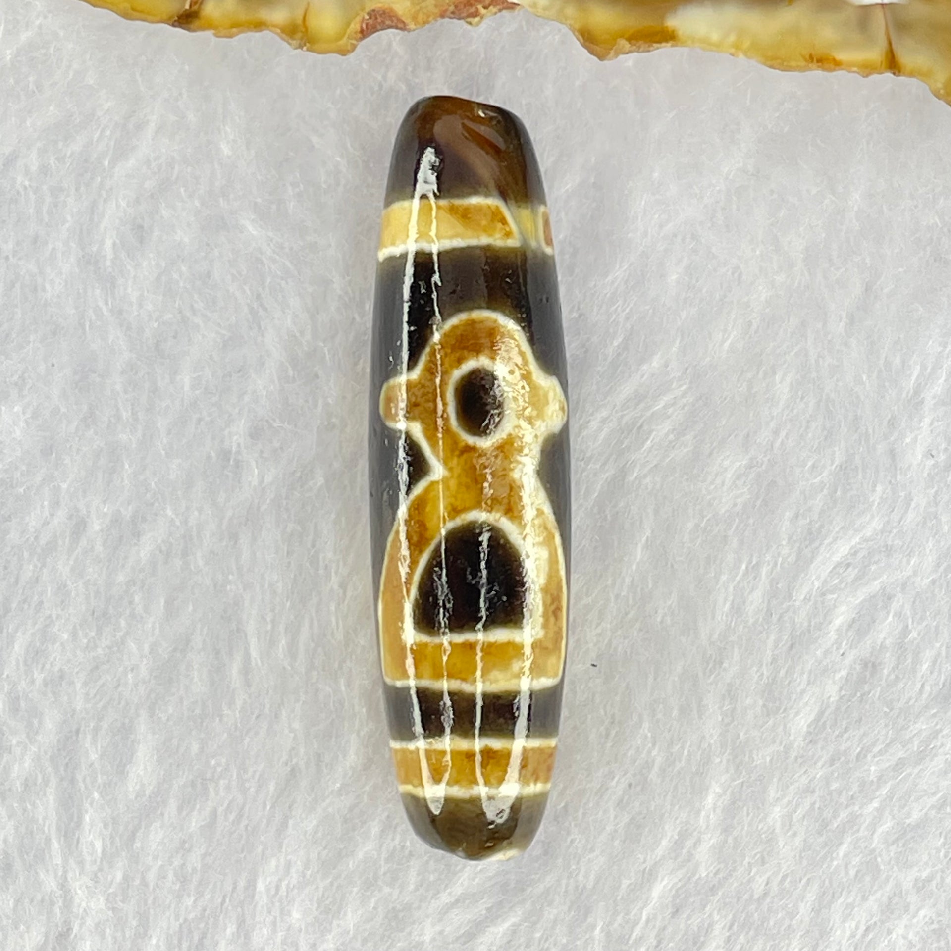 Natural Powerful Tibetan Old Oily Dark and Light Grown Agate Cai Shen Dzi Bead Heavenly Master (Tian Zhu) 6.59g 40.0 by 10.6mm - Huangs Jadeite and Jewelry Pte Ltd