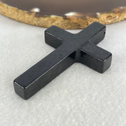 Type A Opaque Black Jadeite Cross Pendant 26.19g 64.8 by 41.5 by 9.3mm - Huangs Jadeite and Jewelry Pte Ltd