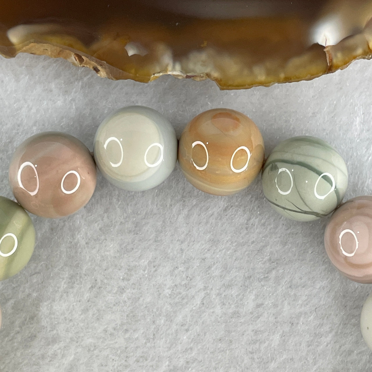 Certified Natural Alashan Agate Pastel Green Beads Bracelet 42.28g 16.5cm 12.8mm 17Beads - Huangs Jadeite and Jewelry Pte Ltd