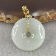 Natural Type A Faint Green to White Jadeite Ping An Kou Pendant | 21mm Ultra-Thick Jade Peace Disc Talisman (6.86g | 21.4 x 7.1mm) - Huangs Jadeite and Jewelry Pte Ltd